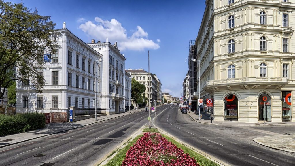 city, road, buildings